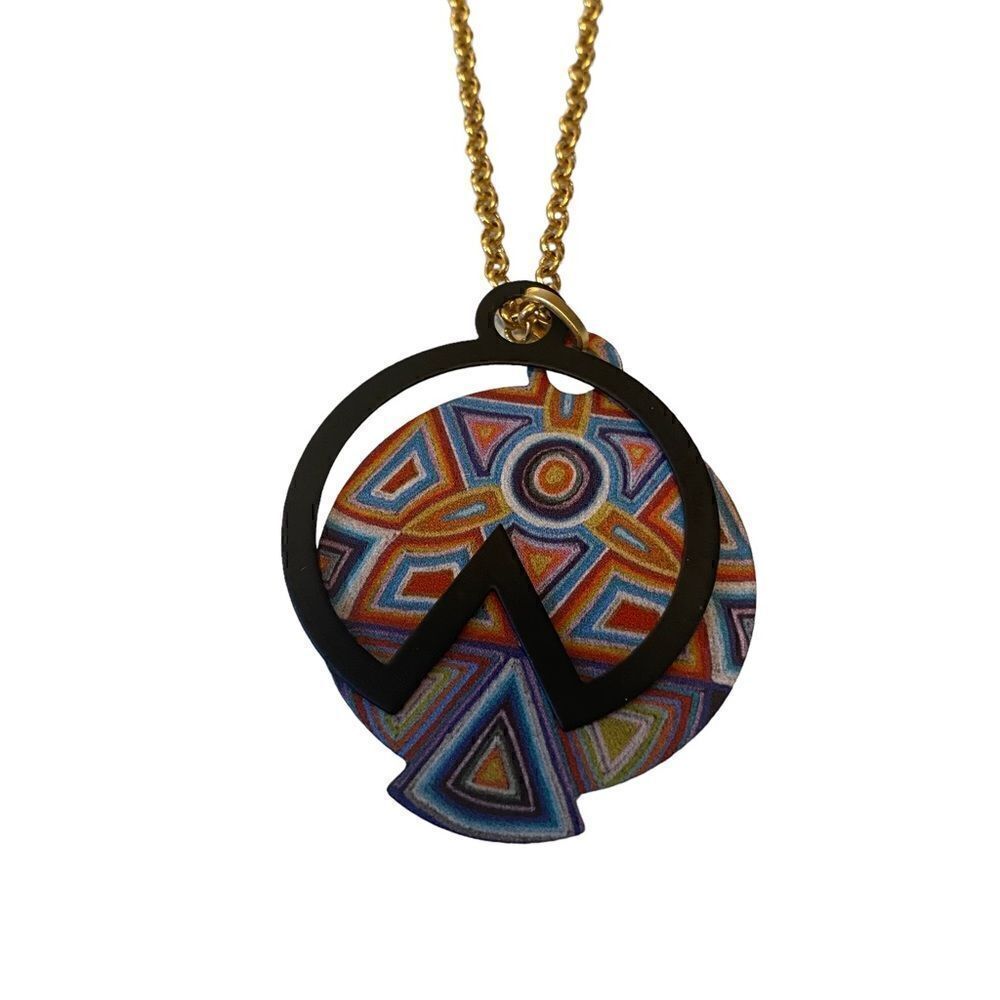 NDE Collection Abstract Multi-Colored Lightweight Pendant on Long Chain. - Picture 5 of 7